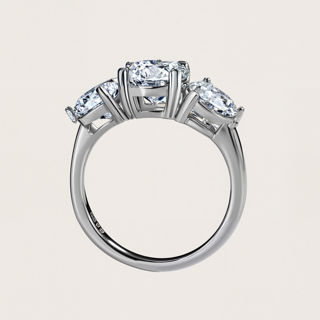 4CT Round Cut VVS Moissanite S925 Silver Three Stone Engagement Ring 4CT Round Cut VVS Moissanite S925 Silver Three Stone Engagement Ring