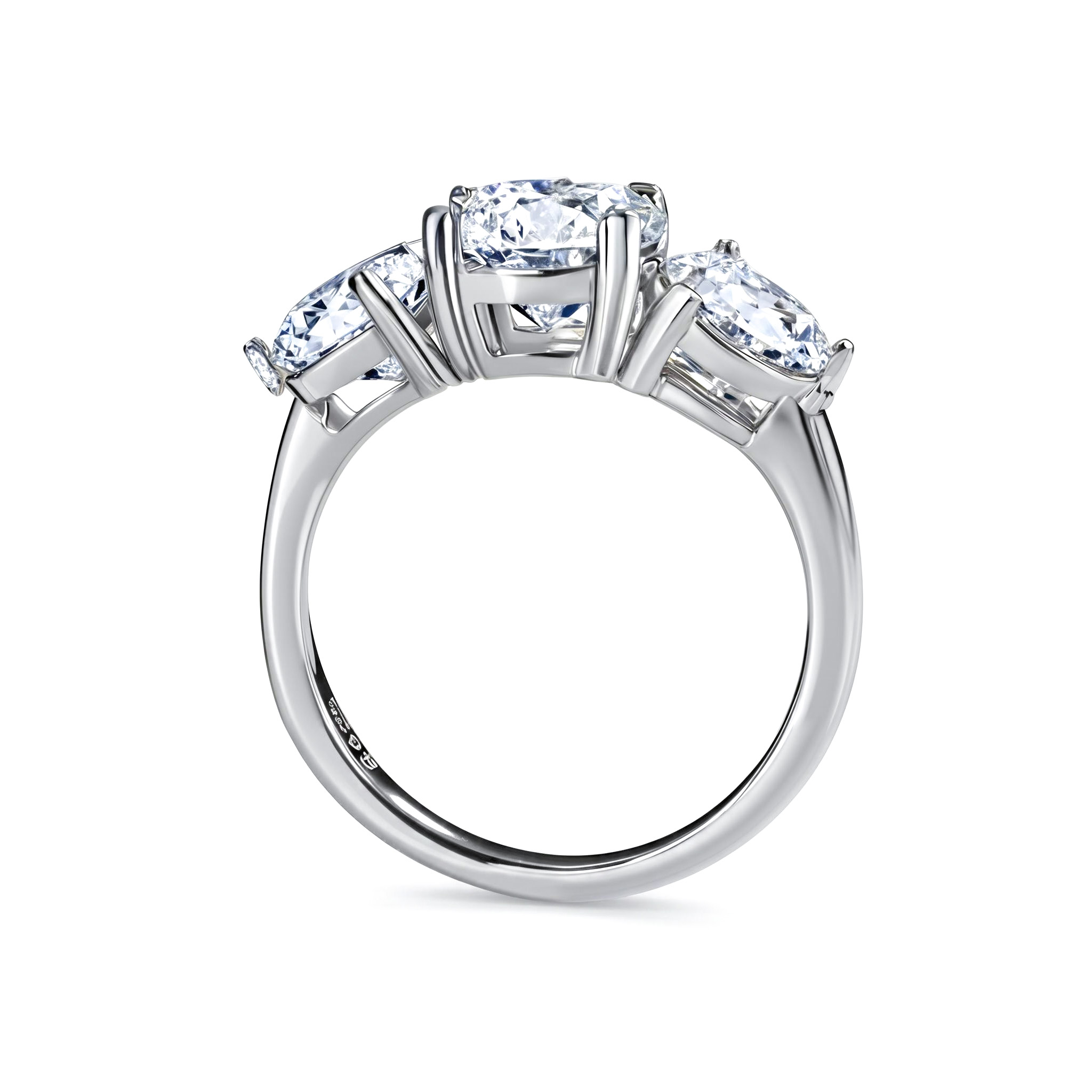 4CT Round Cut VVS Moissanite S925 Silver Three Stone Engagement Ring 4CT Round Cut VVS Moissanite S925 Silver Three Stone Engagement Ring