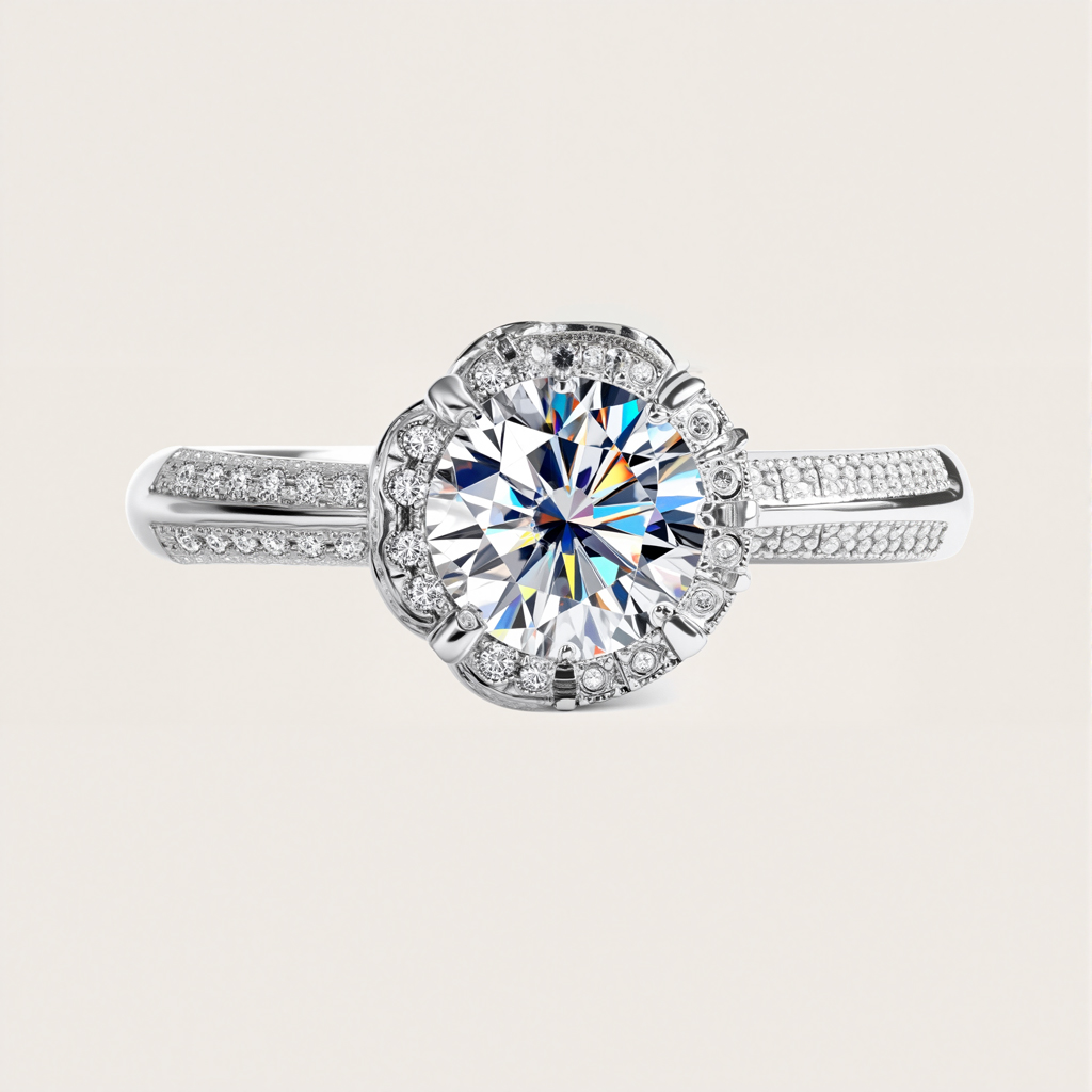 VVS Moissanite S925 Silver Double Row Floral Engagement Ring VVS Moissanite S925 Silver Double Row Floral Engagement Ring