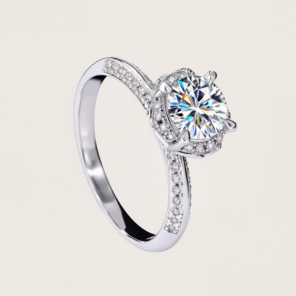 VVS Moissanite S925 Silver Double Row Floral Engagement Ring VVS Moissanite S925 Silver Double Row Floral Engagement Ring