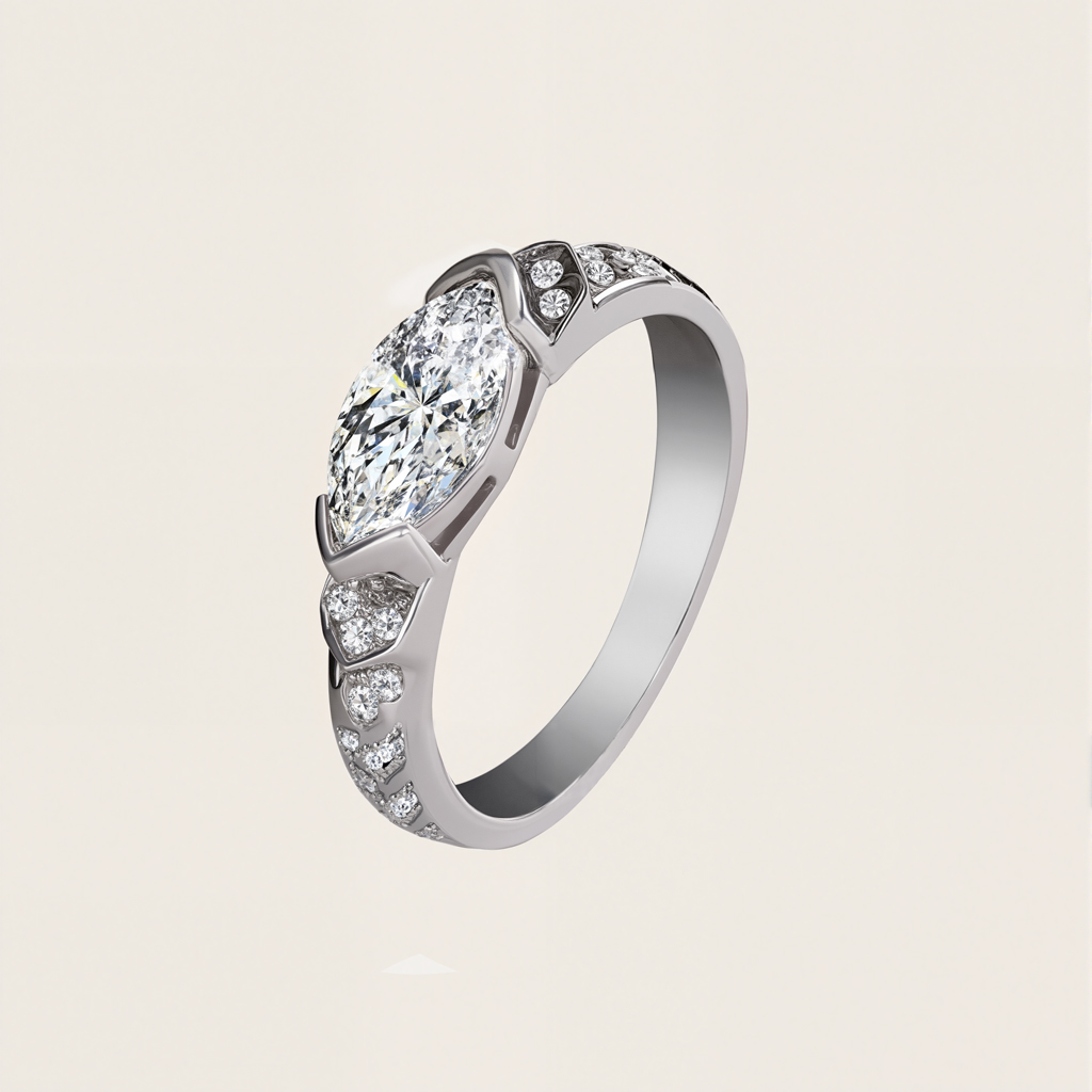 Marquise Cut VVS Moissanite S925 Silver Engagement Ring