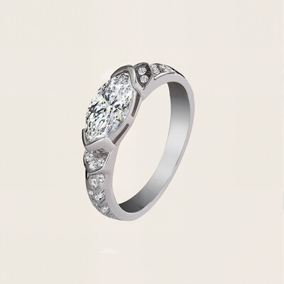 Marquise Cut VVS Moissanite S925 Silver Engagement Ring