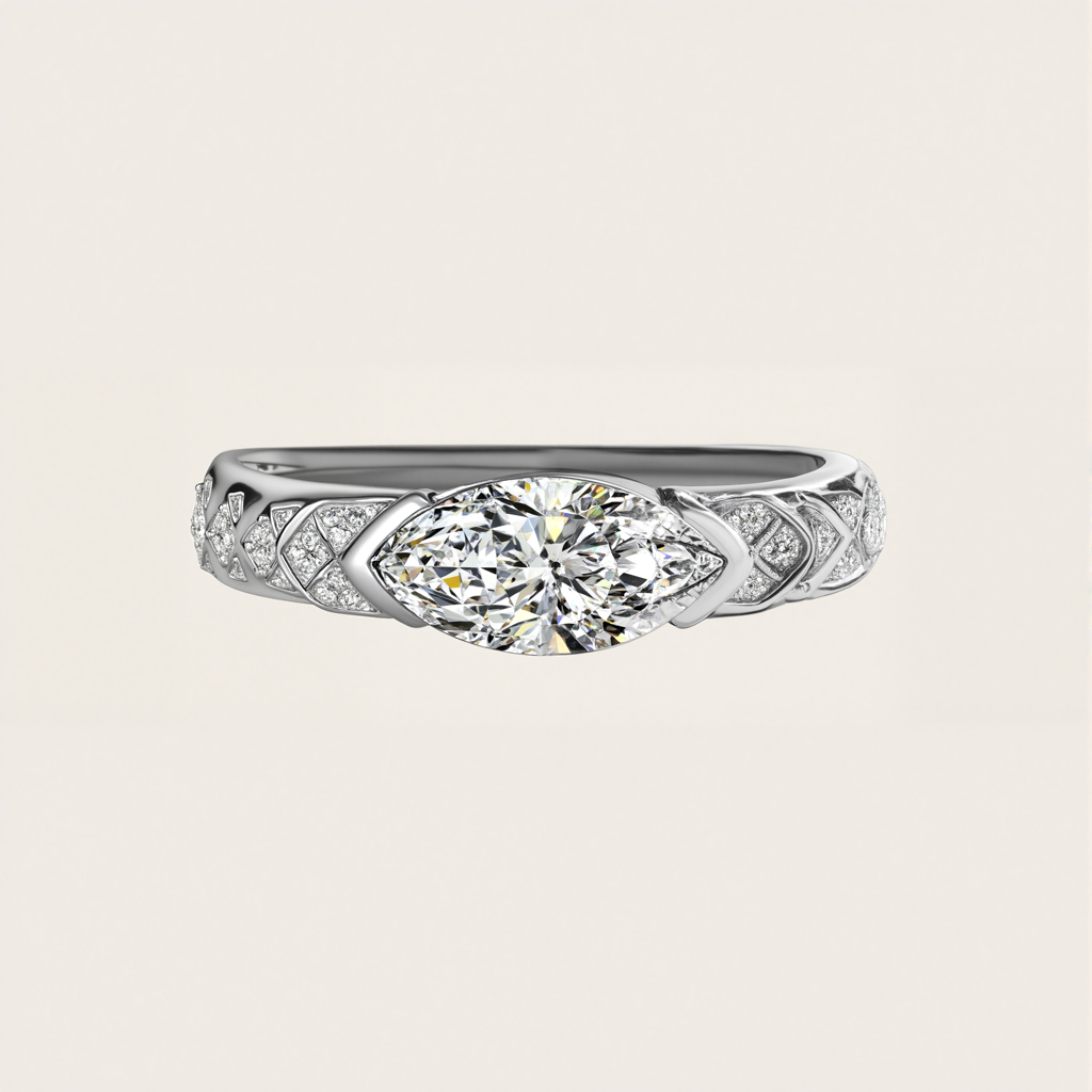Marquise Cut VVS Moissanite S925 Silver Engagement Ring