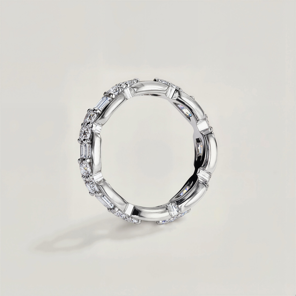 VVS Moissanite S925 Silver Round Cut Link Wedding Band