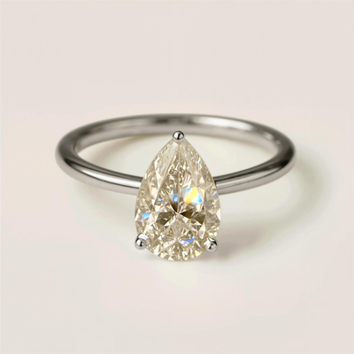 0.5-5CT Solitaire Pear Cut VVS Moissanite Engagement Ring