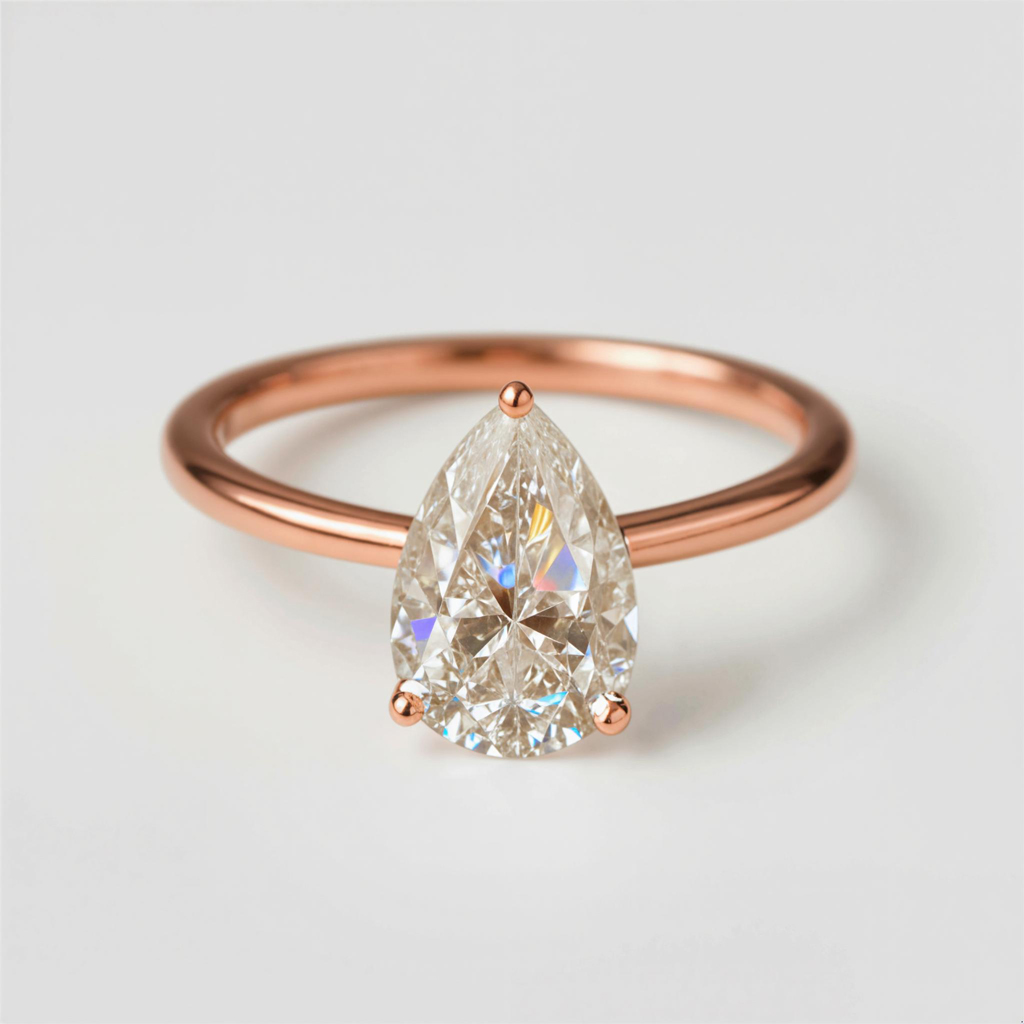 0.5-5CT Solitaire Pear Cut VVS Moissanite Engagement Ring