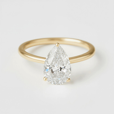 0.5-5CT Solitaire Pear Cut VVS Moissanite Engagement Ring