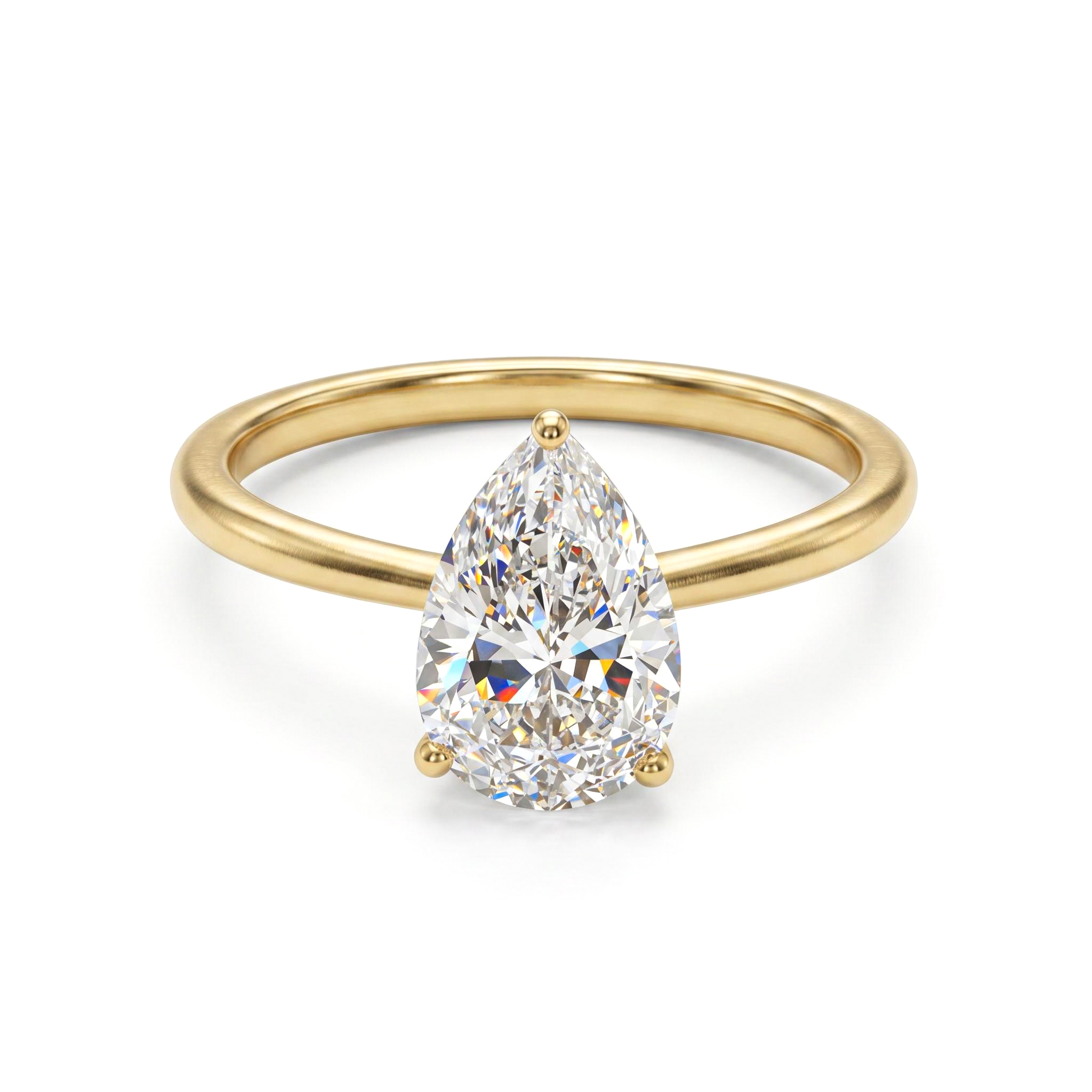 0.5-5CT Solitaire Pear Cut VVS Moissanite Engagement Ring