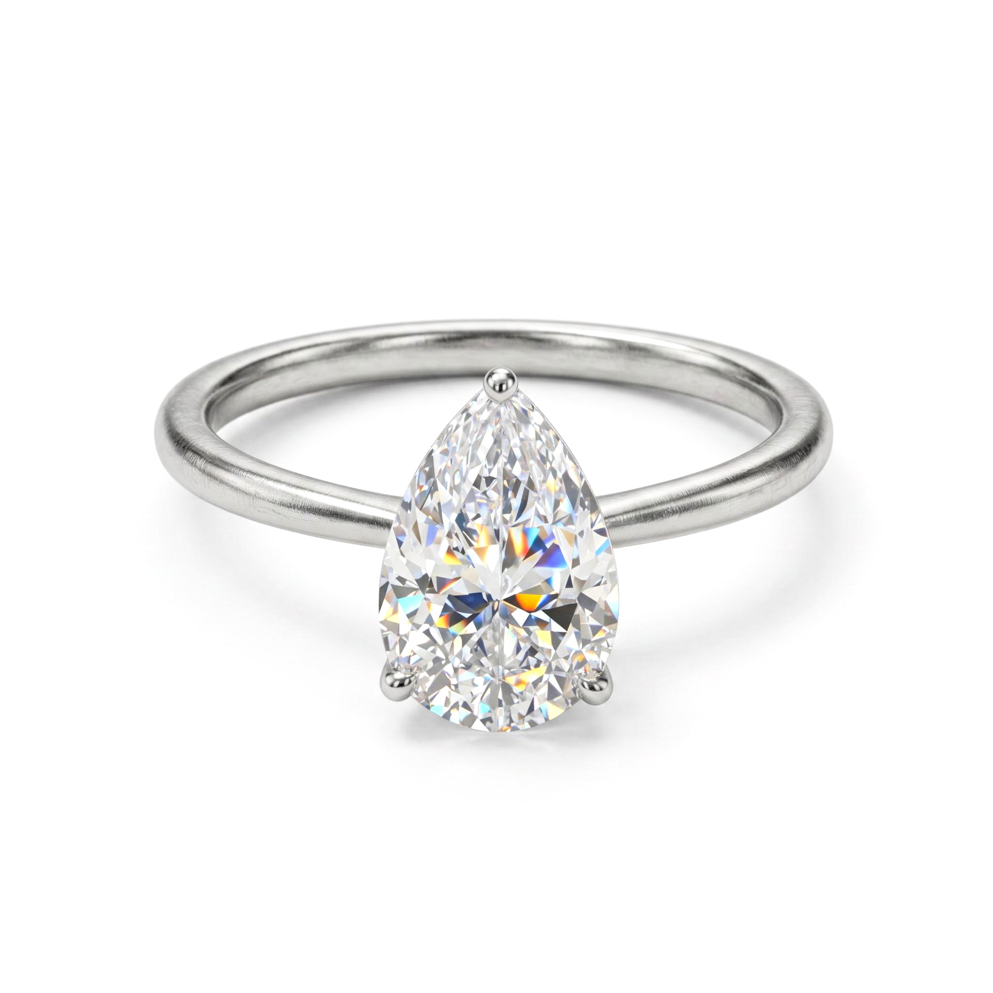 0.5-5CT Solitaire Pear Cut VVS Moissanite Engagement Ring