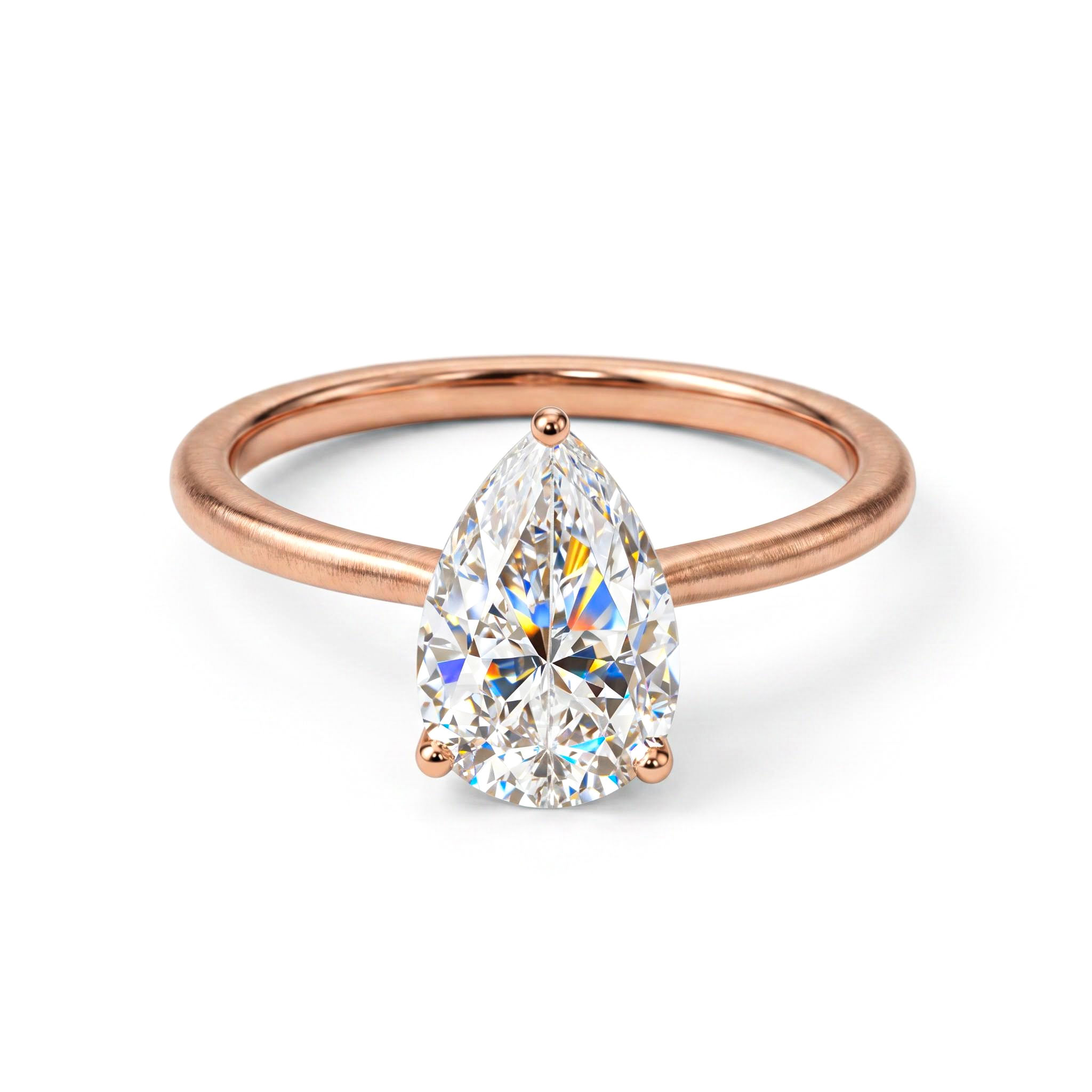 0.5-5CT Solitaire Pear Cut VVS Moissanite Engagement Ring