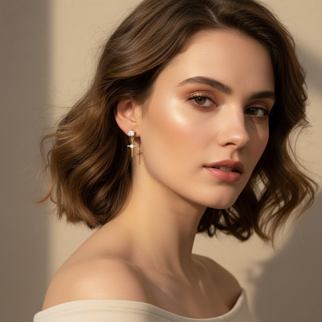 S925 Silver Cross Star Moon Drop Earrings S925 Silver Cross Star Moon Drop Earrings