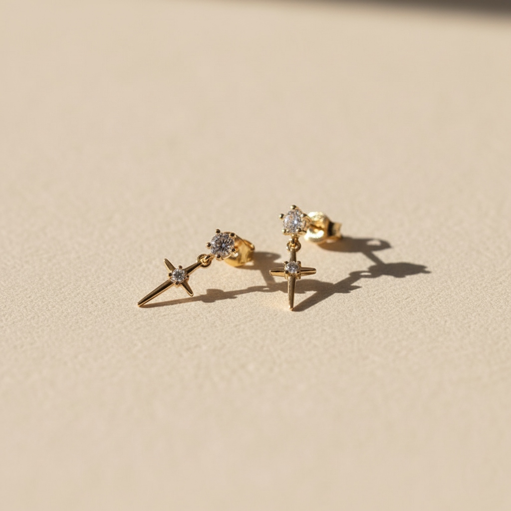 S925 Silver Cross Star Moon Drop Earrings S925 Silver Cross Star Moon Drop Earrings