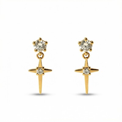 S925 Silver Cross Star Moon Drop Earrings S925 Silver Cross Star Moon Drop Earrings