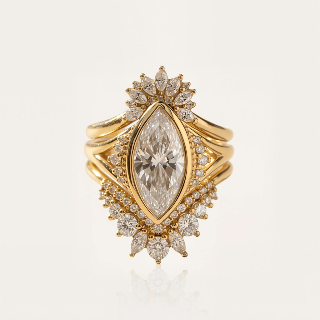 6.65CT Marquise Cut VVS Moissanite Vintage Engagement Ring Set