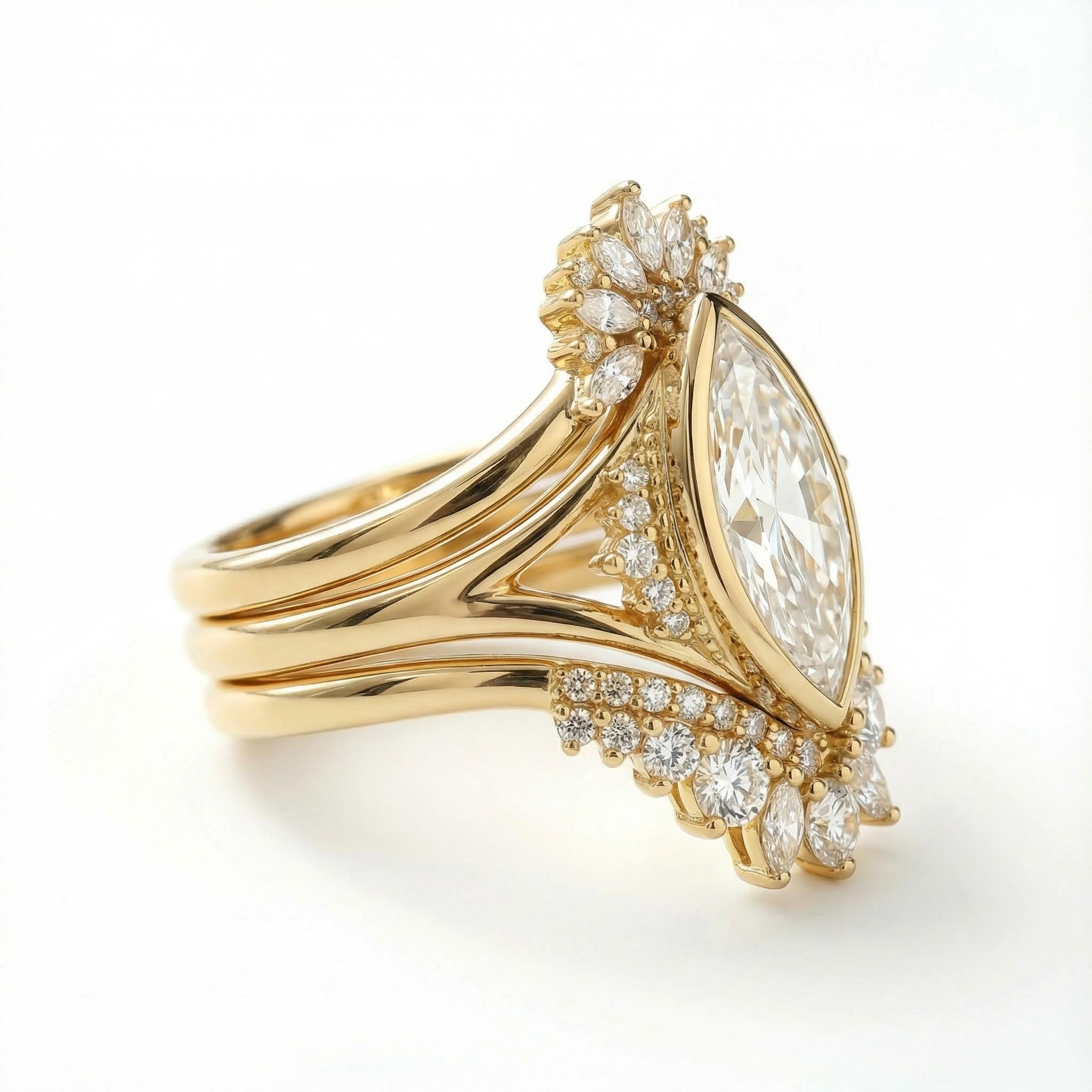 6.65CT Marquise Cut VVS Moissanite Vintage Engagement Ring Set 6.65CT Marquise Cut VVS Moissanite Vintage Engagement Ring Set