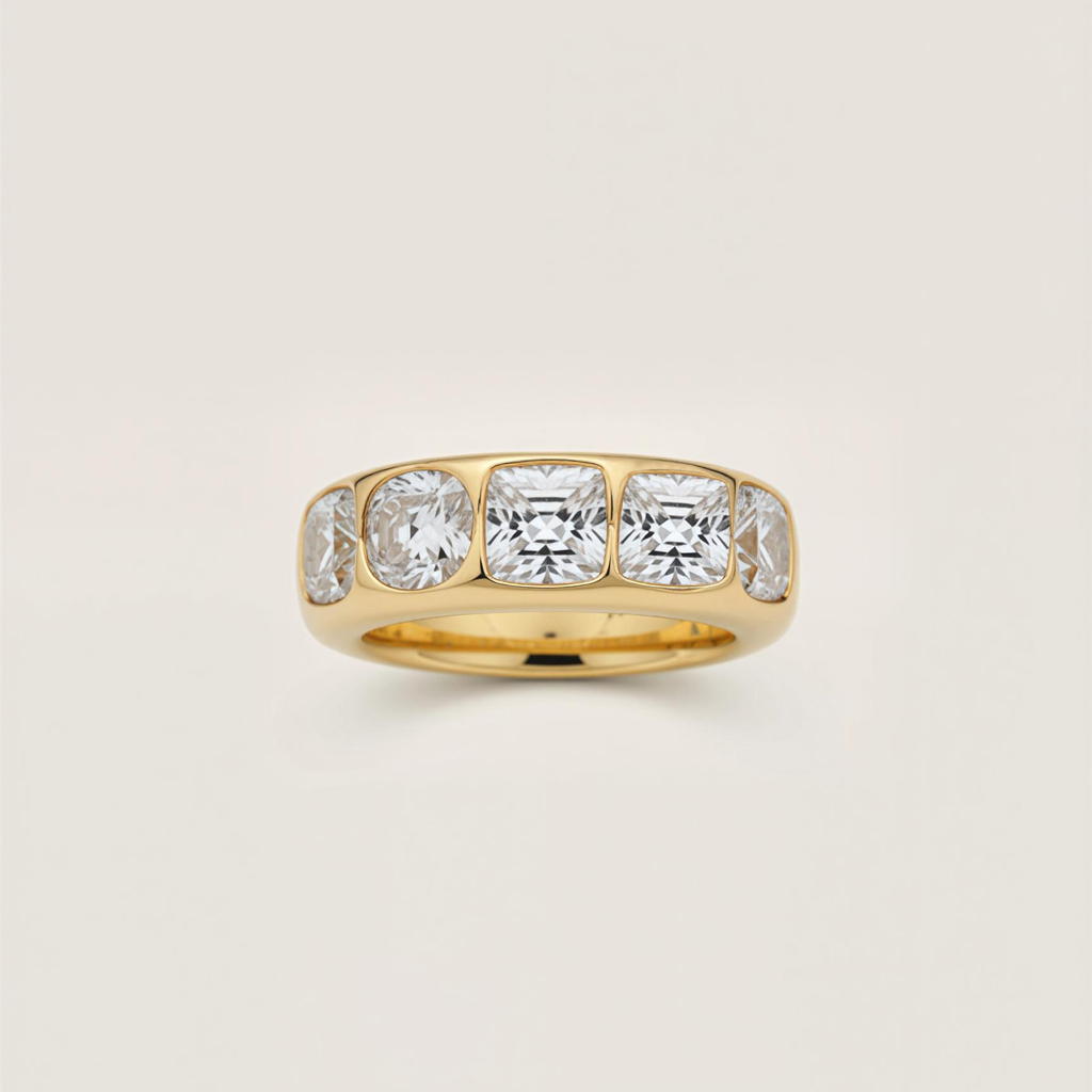 10.6CT Cushion & Round Diamond VVS Moissanite Wedding Band