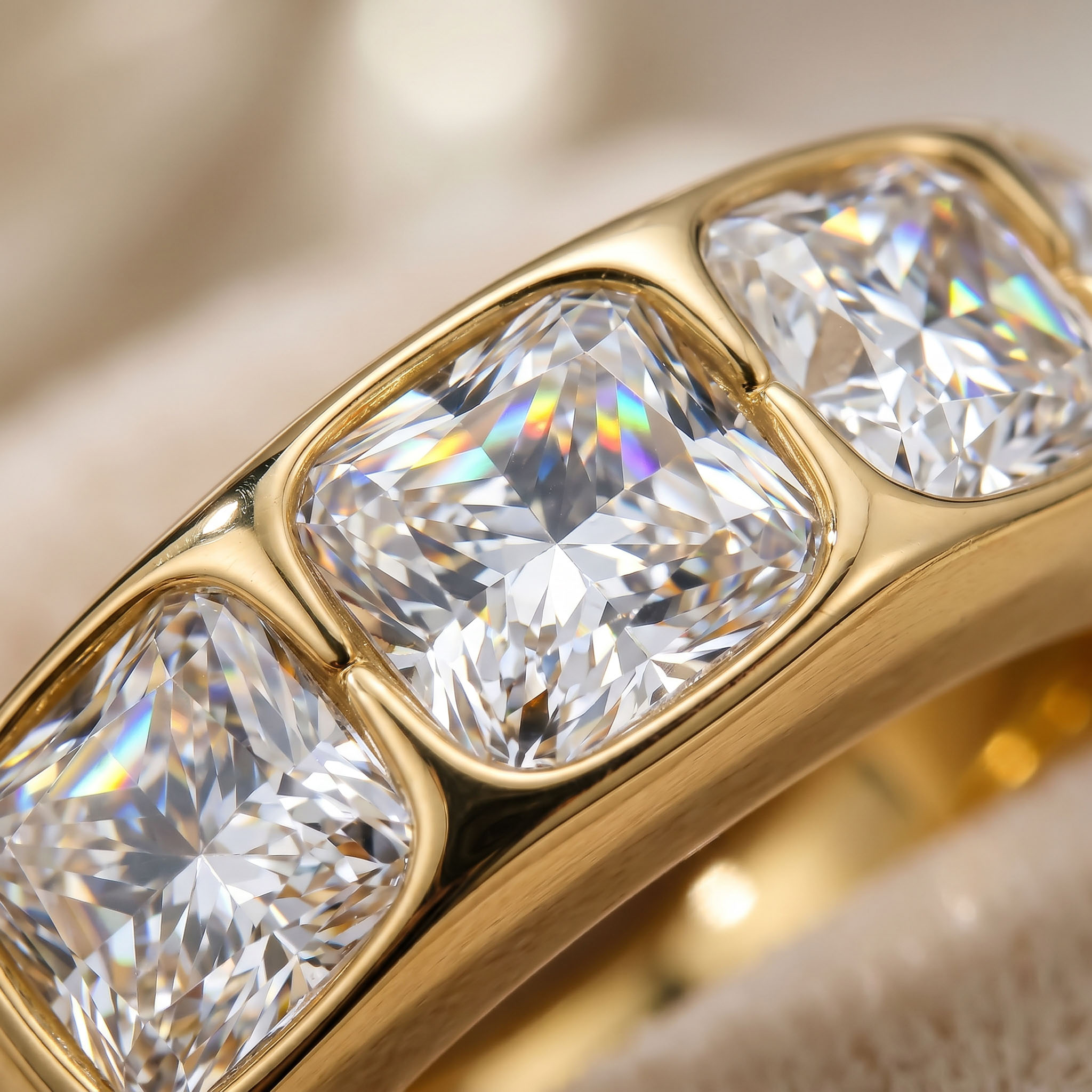 10.6CT Cushion & Round Diamond VVS Moissanite Wedding Band