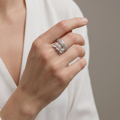 S925 Silver Pear Dianmod Pendant Pave Engagement Ring