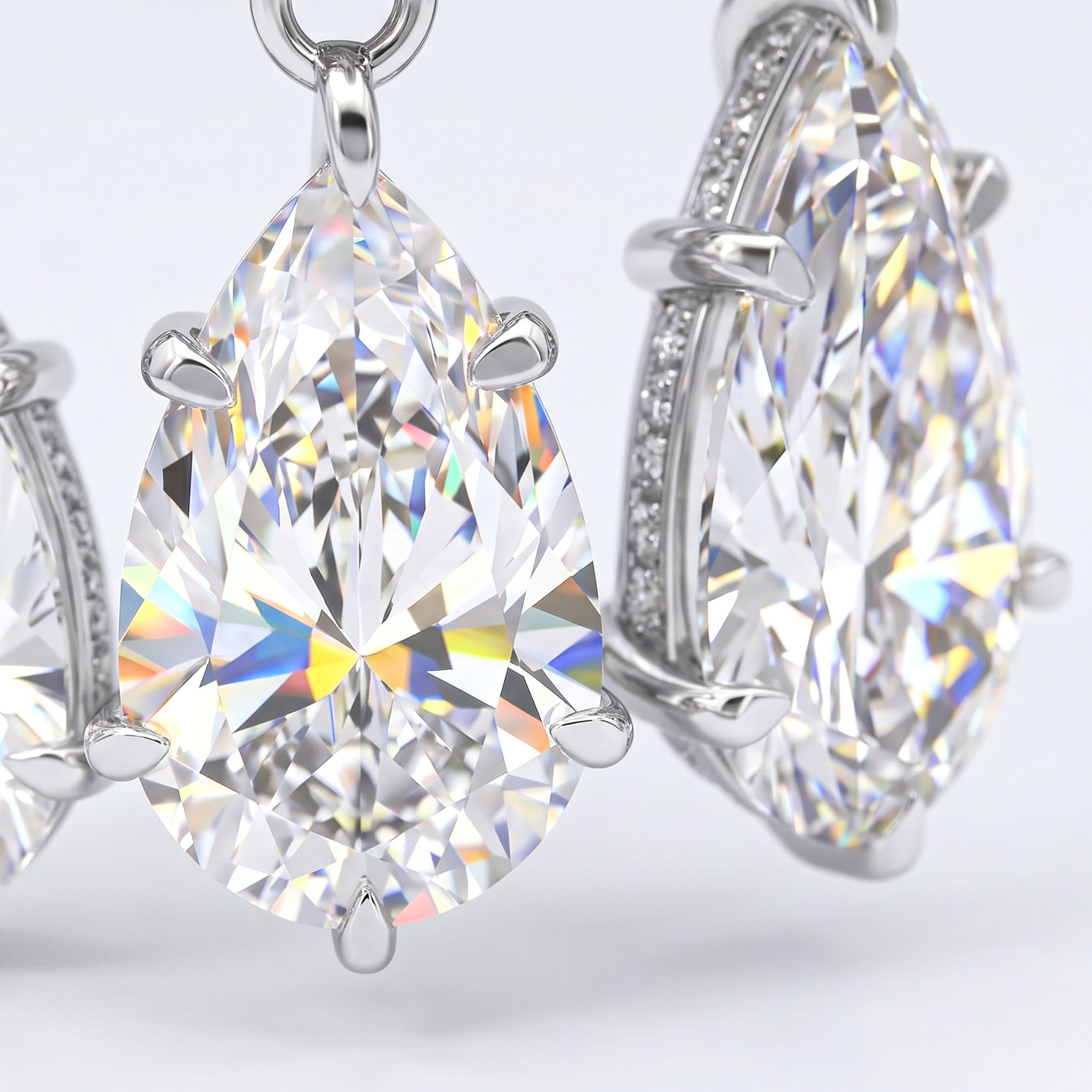 S925 Silver Pear Dianmod Pendant Pave Engagement Ring