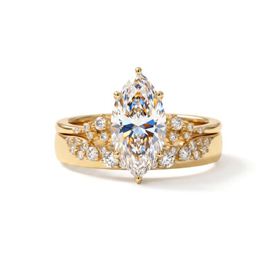 4.6CT Marquise Cut VVS Moissanite Engagement Ring Set