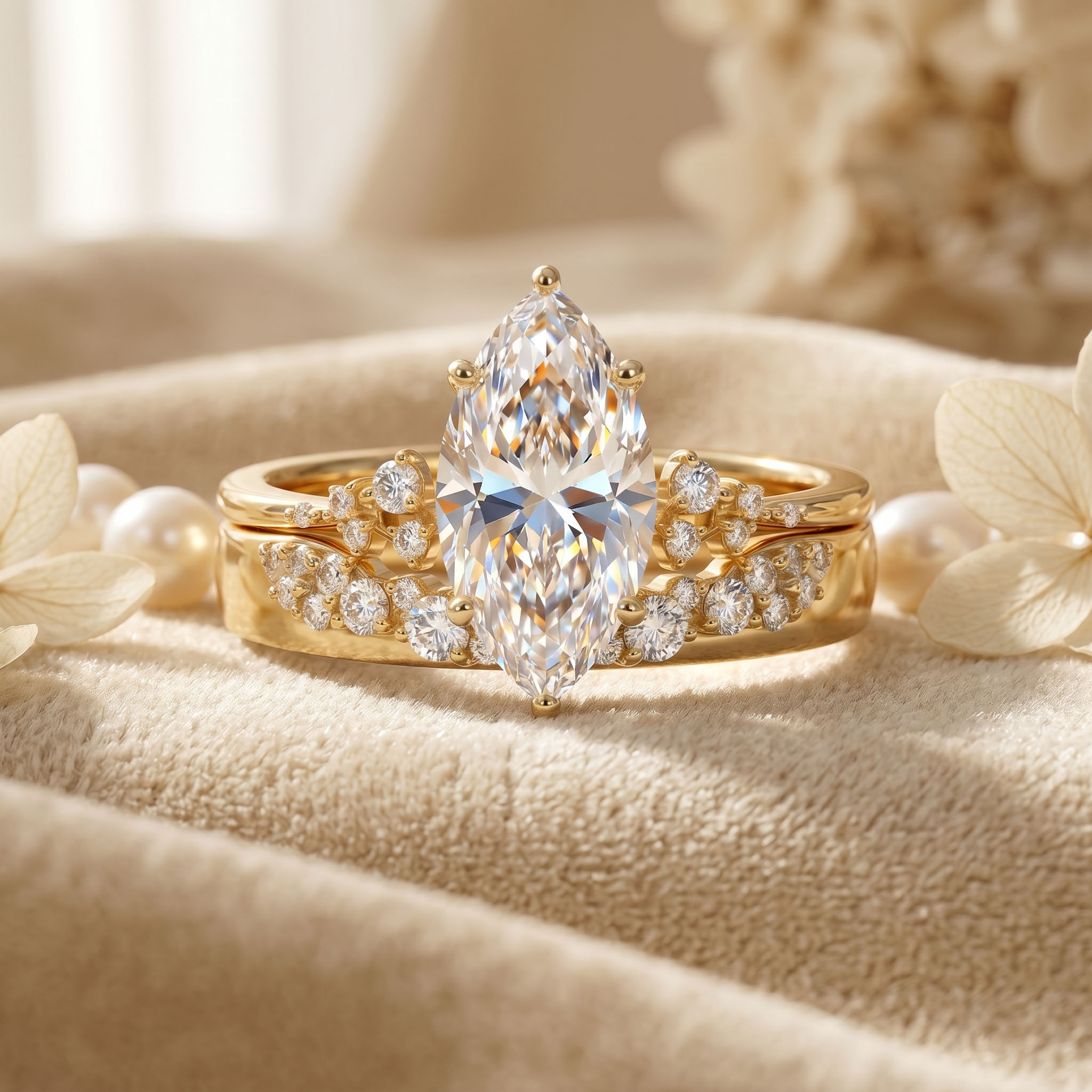 4.6CT Marquise Cut VVS Moissanite Engagement Ring Set 4.6CT Marquise Cut VVS Moissanite Engagement Ring Set