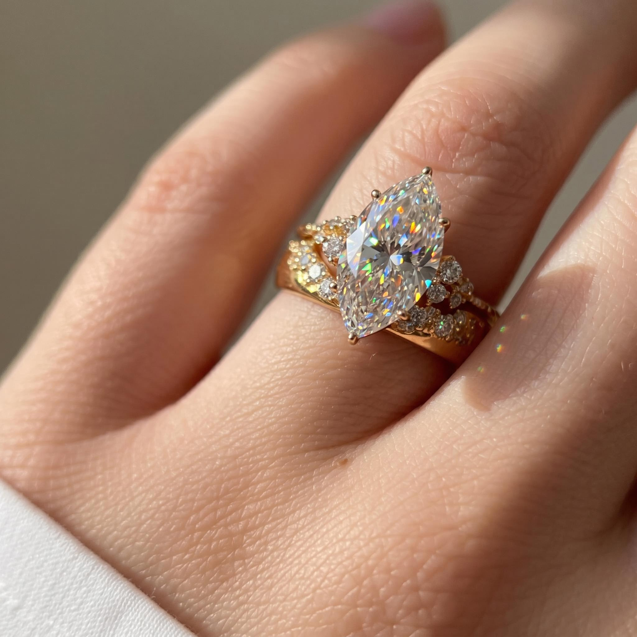 4.6CT Marquise Cut VVS Moissanite Engagement Ring Set 4.6CT Marquise Cut VVS Moissanite Engagement Ring Set