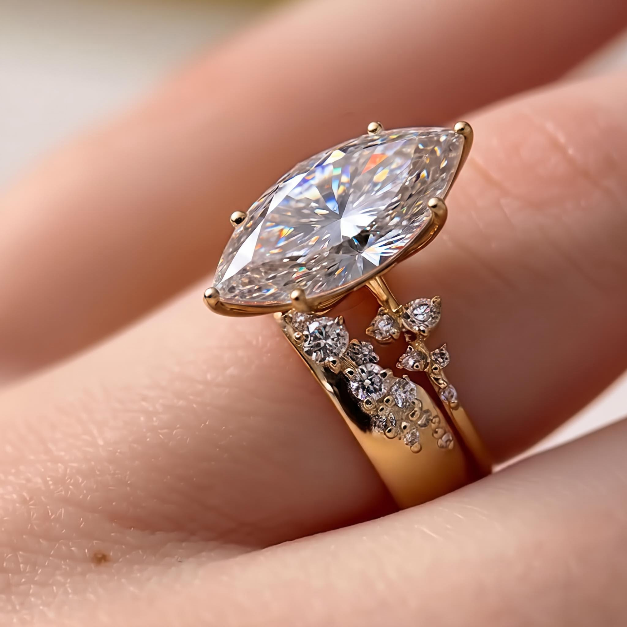 4.6CT Marquise Cut VVS Moissanite Engagement Ring Set 4.6CT Marquise Cut VVS Moissanite Engagement Ring Set