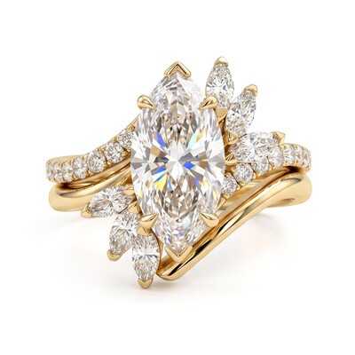 4.05ct. tw. Marquise Cut VVS Moissanite Engagement Ring Set