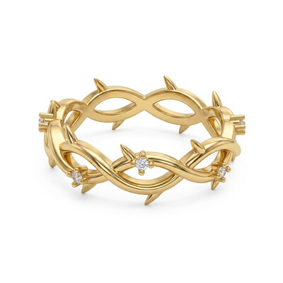 S925 Silver Round Diamond Twig Wedding Band