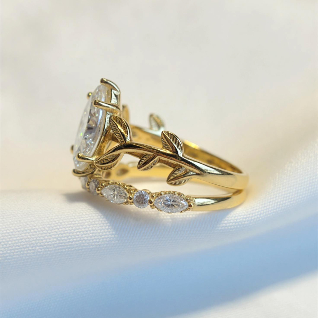 3.6CT Marquise Cut VVS Moissanite Vintage Engagement Ring Set