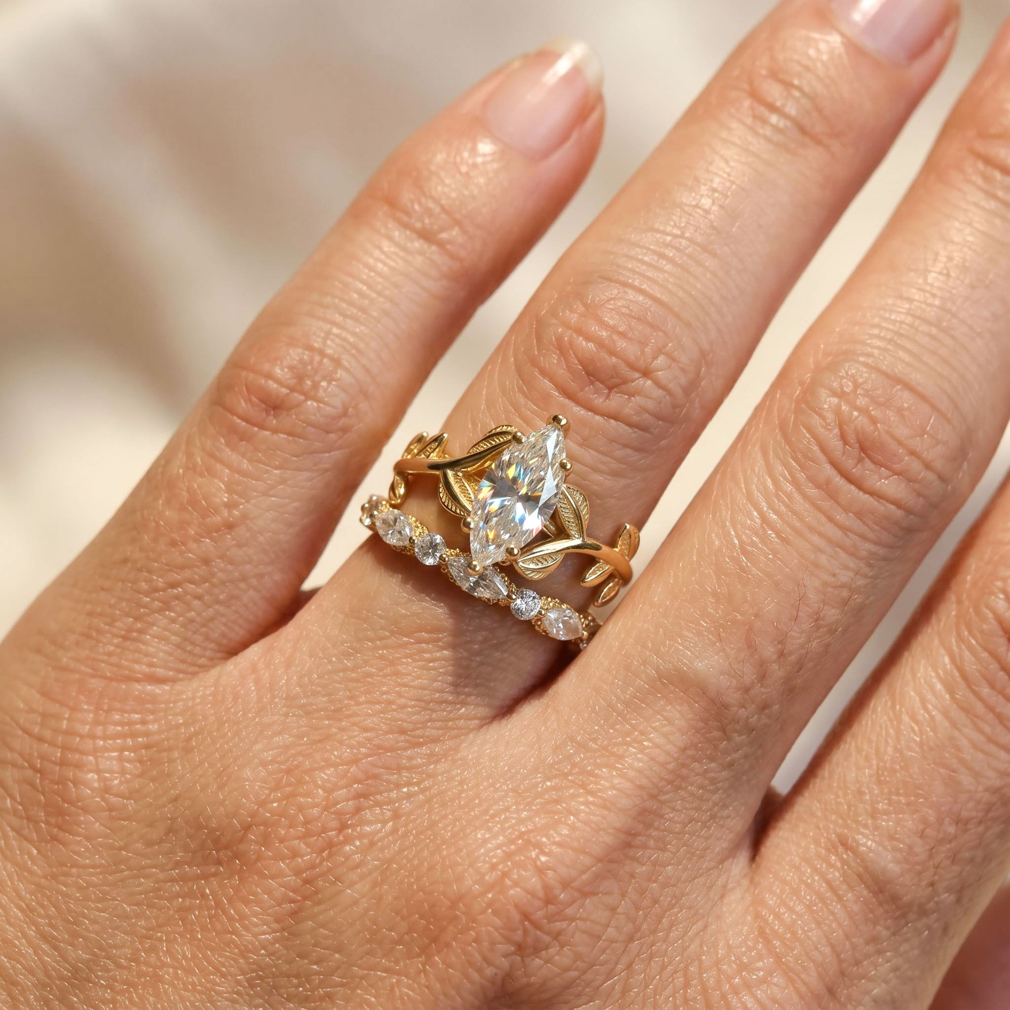 3.6CT Marquise Cut VVS Moissanite Vintage Engagement Ring Set 3.6CT Marquise Cut VVS Moissanite Vintage Engagement Ring Set