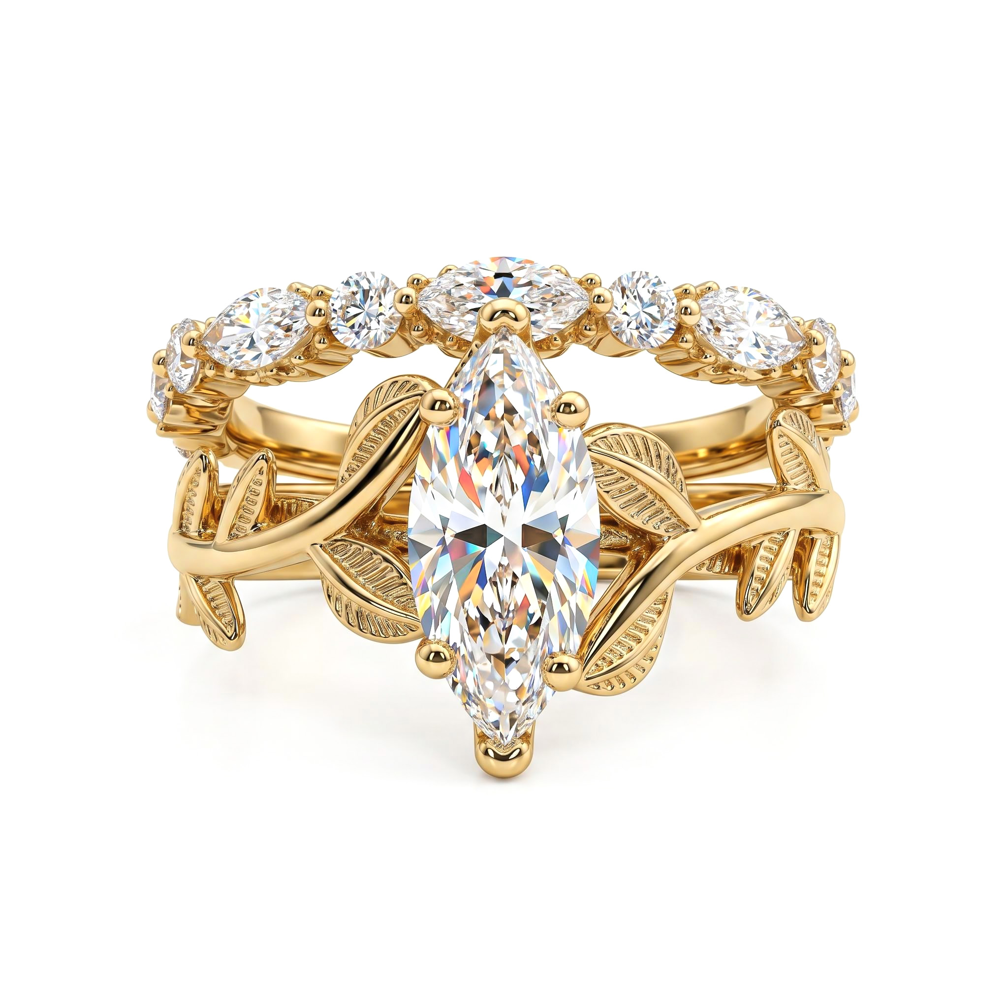 3.6CT Marquise Cut VVS Moissanite Vintage Engagement Ring Set 3.6CT Marquise Cut VVS Moissanite Vintage Engagement Ring Set