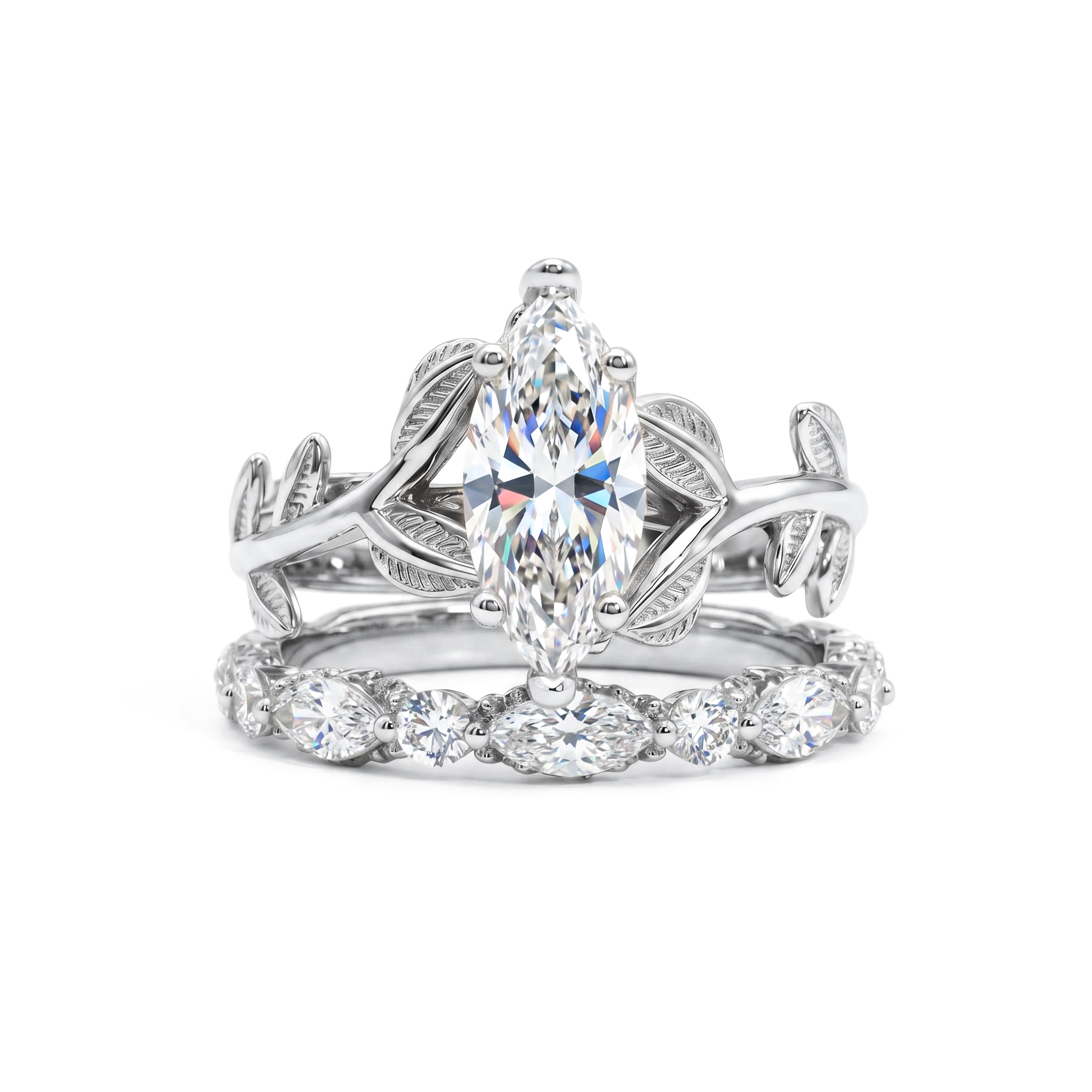 3.6CT Marquise Cut VVS Moissanite Vintage Engagement Ring Set 3.6CT Marquise Cut VVS Moissanite Vintage Engagement Ring Set