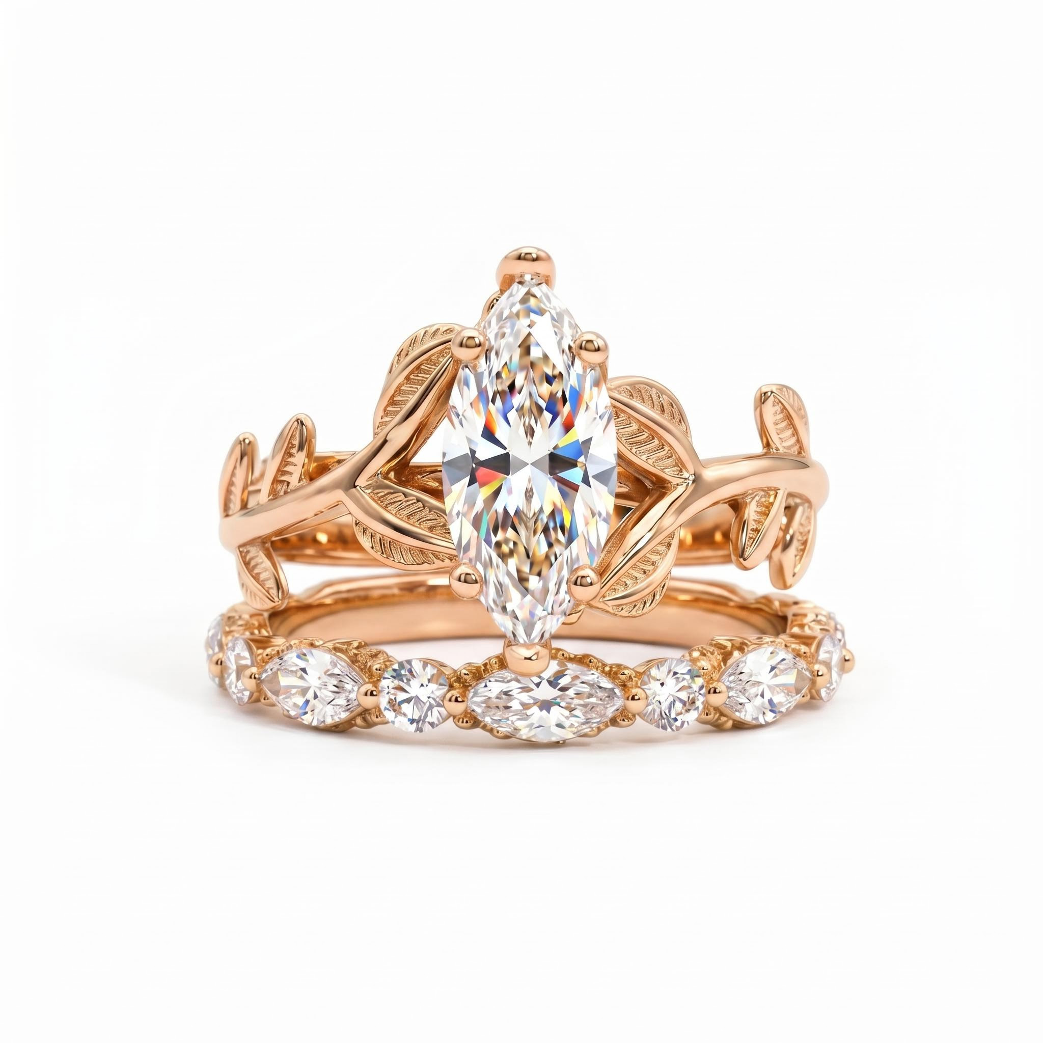 3.6CT Marquise Cut VVS Moissanite Vintage Engagement Ring Set 3.6CT Marquise Cut VVS Moissanite Vintage Engagement Ring Set