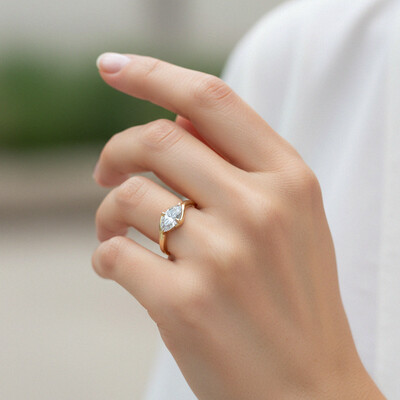 2CT Marquise Cut VVS Moissanite Solitaire Engagement Ring