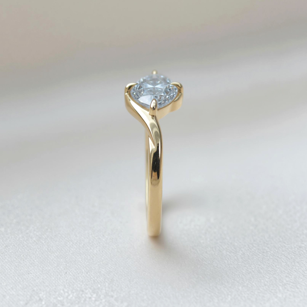 2CT Marquise Cut VVS Moissanite Solitaire Engagement Ring