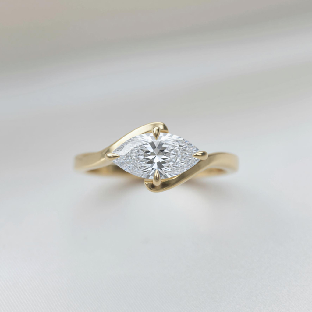 2CT Marquise Cut VVS Moissanite Solitaire Engagement Ring