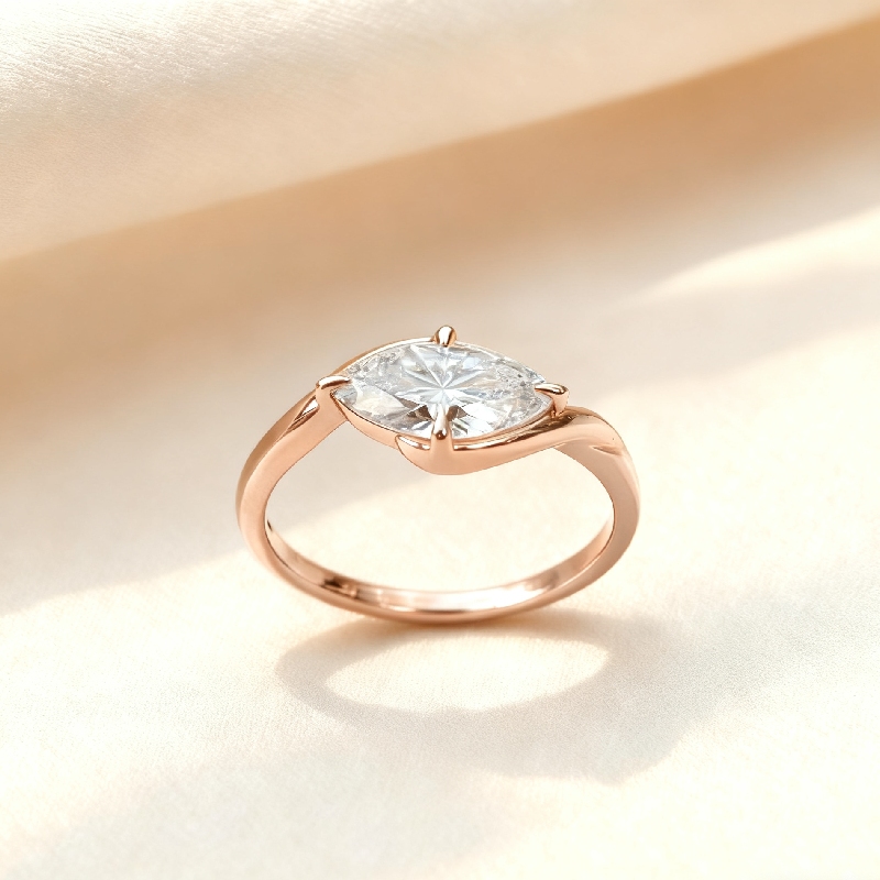 2CT Marquise Cut VVS Moissanite Solitaire Engagement Ring