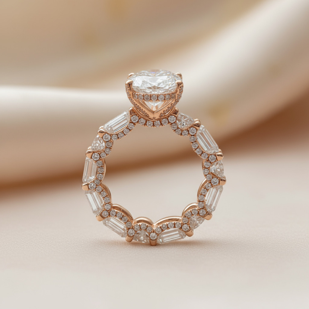 6.09CT Pear Cut VVS Moissanite Pave Engagement Ring 6.09CT Pear Cut VVS Moissanite Pave Engagement Ring