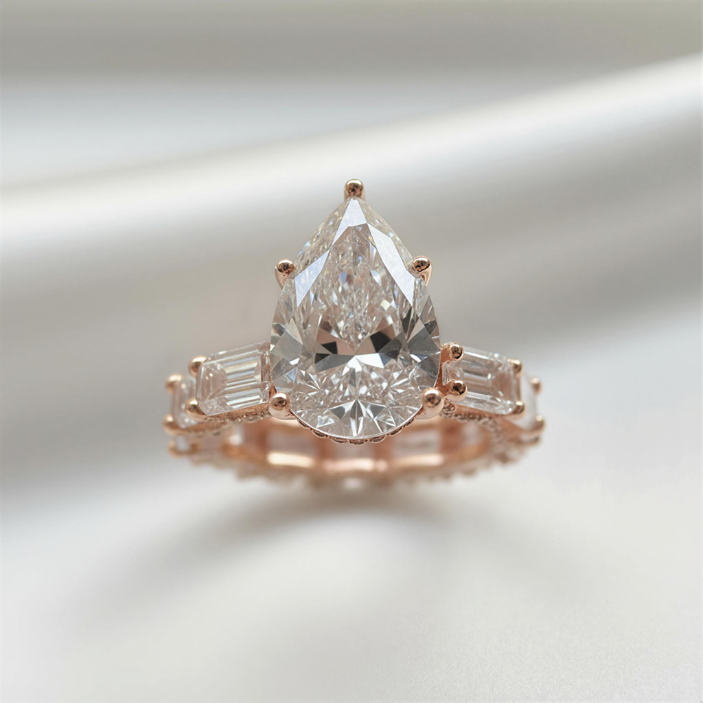 6.09CT Pear Cut VVS Moissanite Pave Engagement Ring 6.09CT Pear Cut VVS Moissanite Pave Engagement Ring