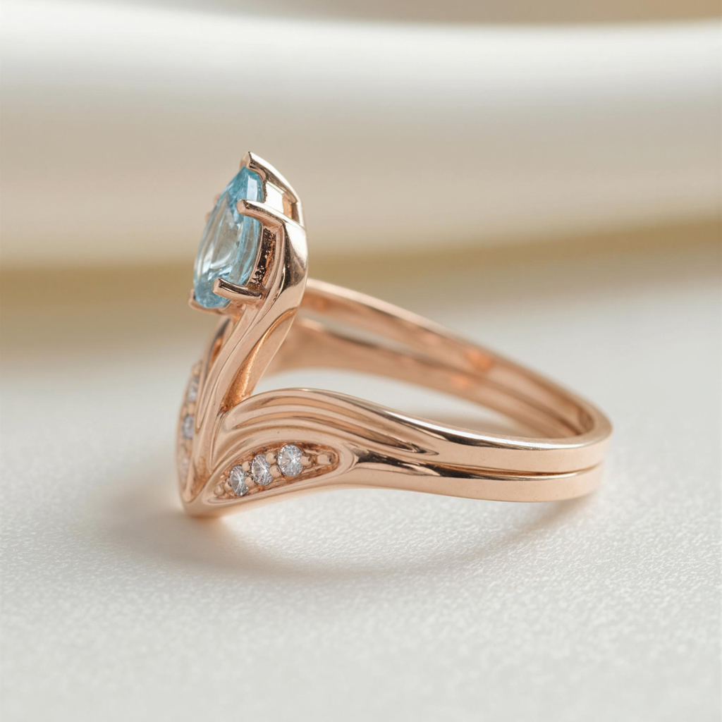 Blue Pear Diamond Flower Ring Blue Pear Diamond Flower Ring