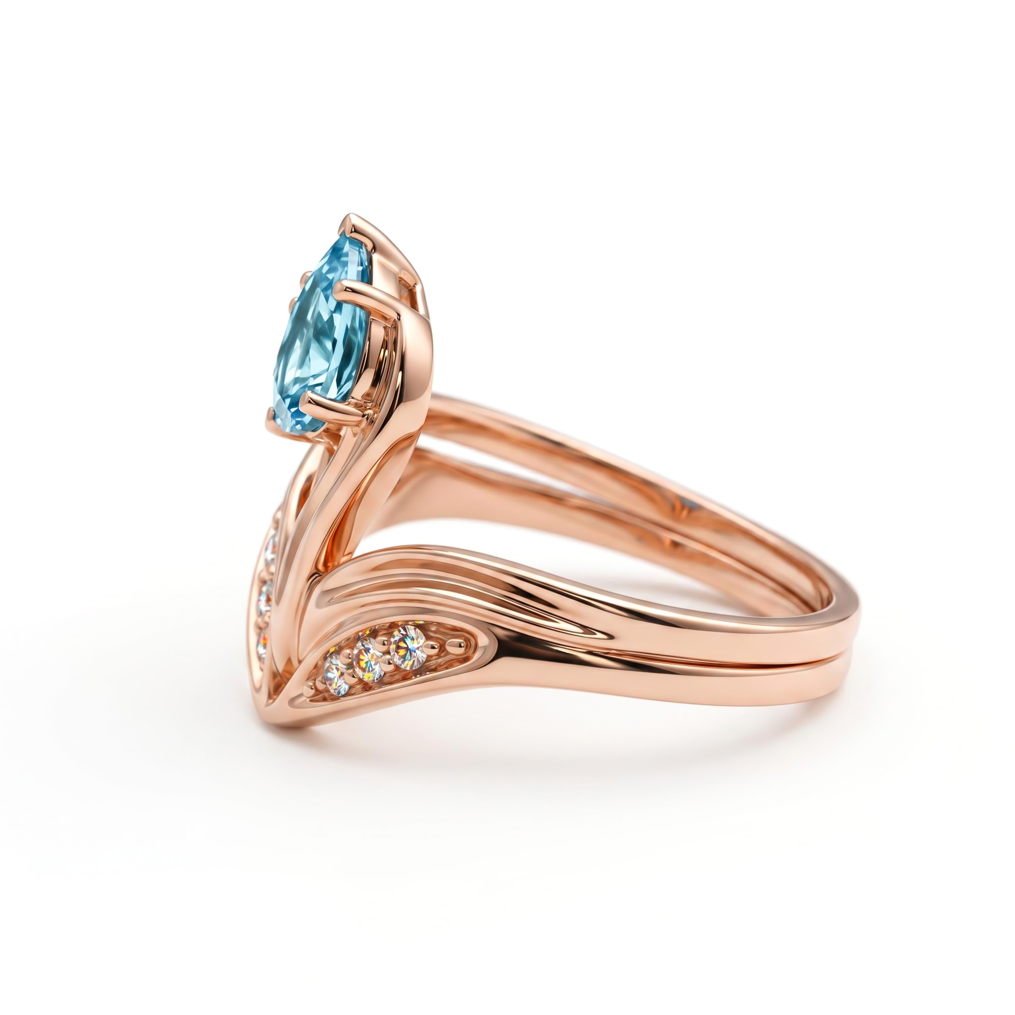 Blue Pear Diamond Flower Ring Blue Pear Diamond Flower Ring