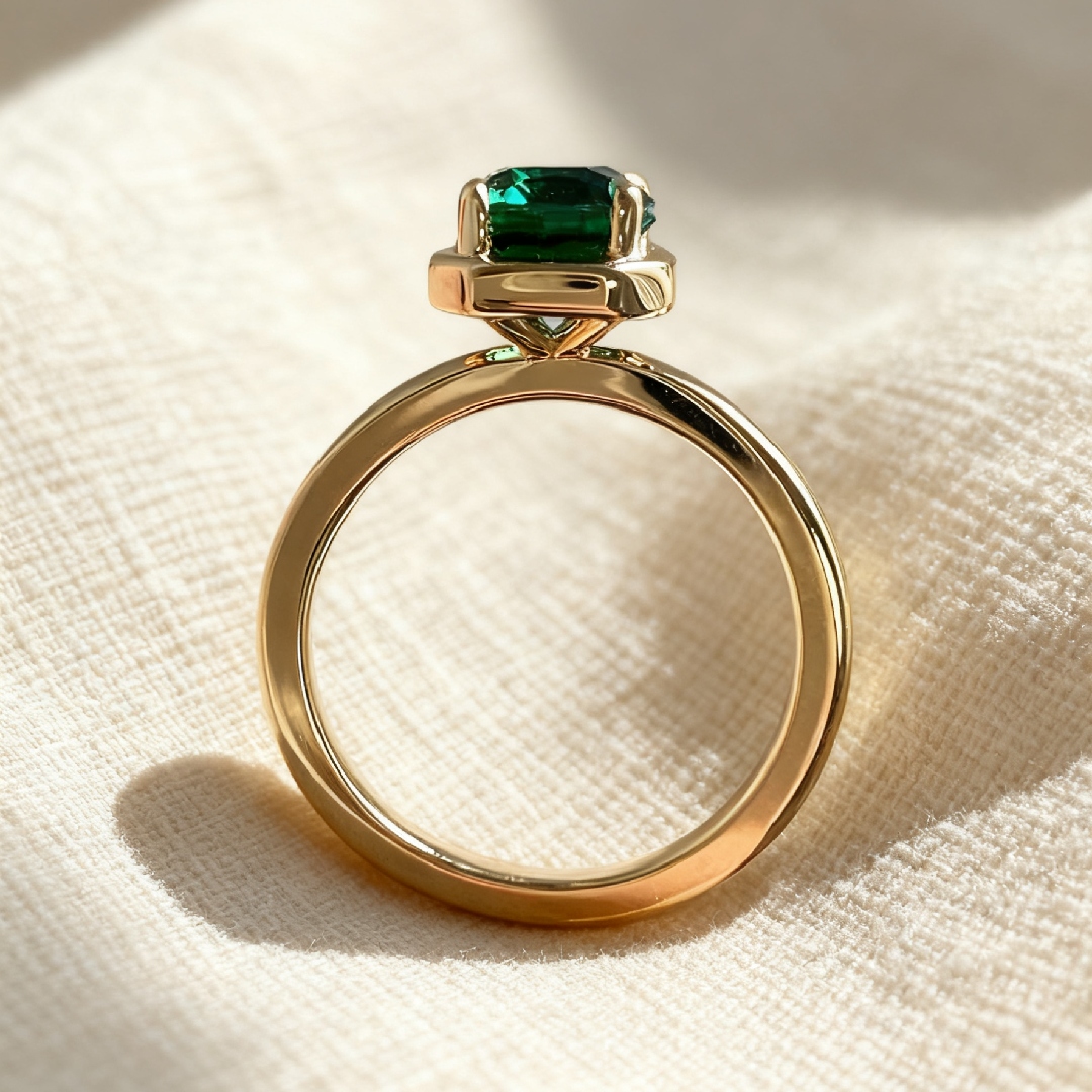 Green Cushion Cut Diamond Bezel Engagement Ring Green Cushion Cut Diamond Bezel Engagement Ring