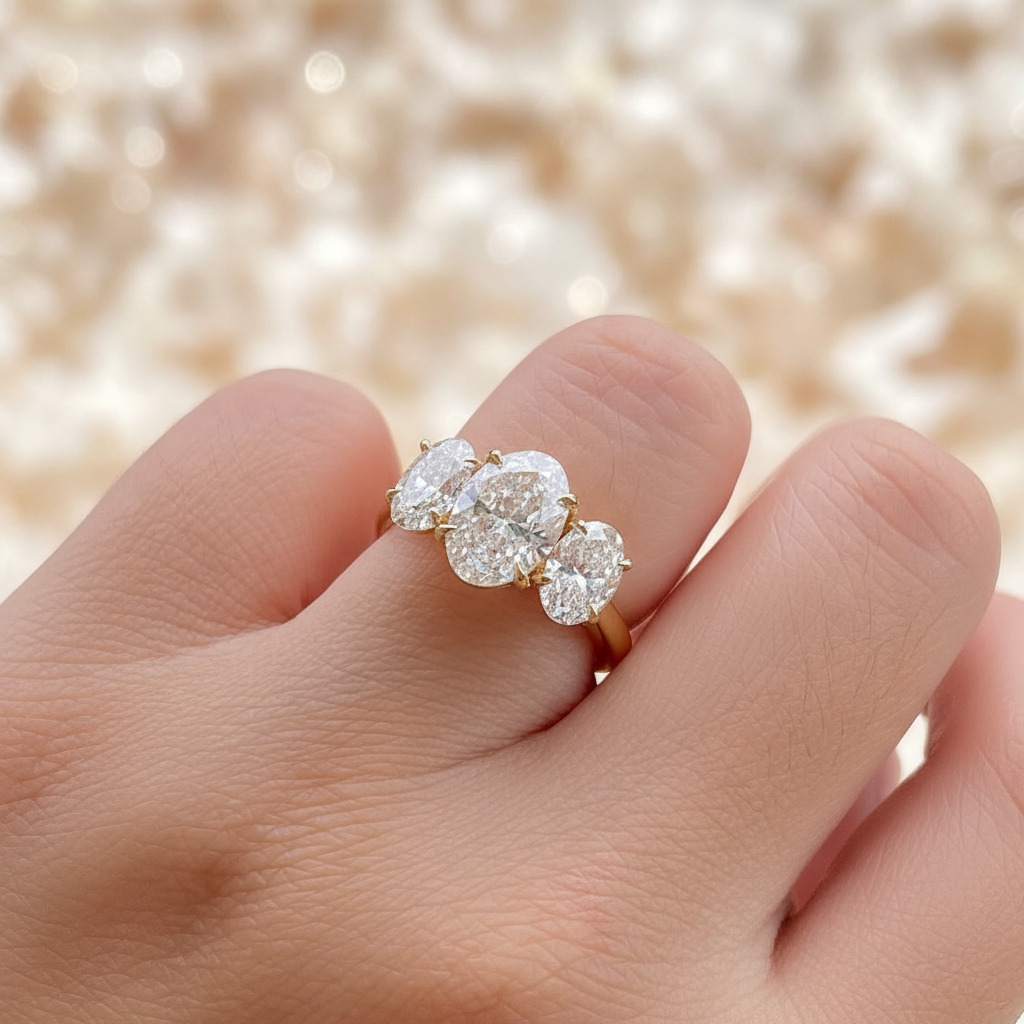 S925 Silver Oval Cut Three Stone Engagement Ring S925 Silver Oval Cut Three Stone Engagement Ring