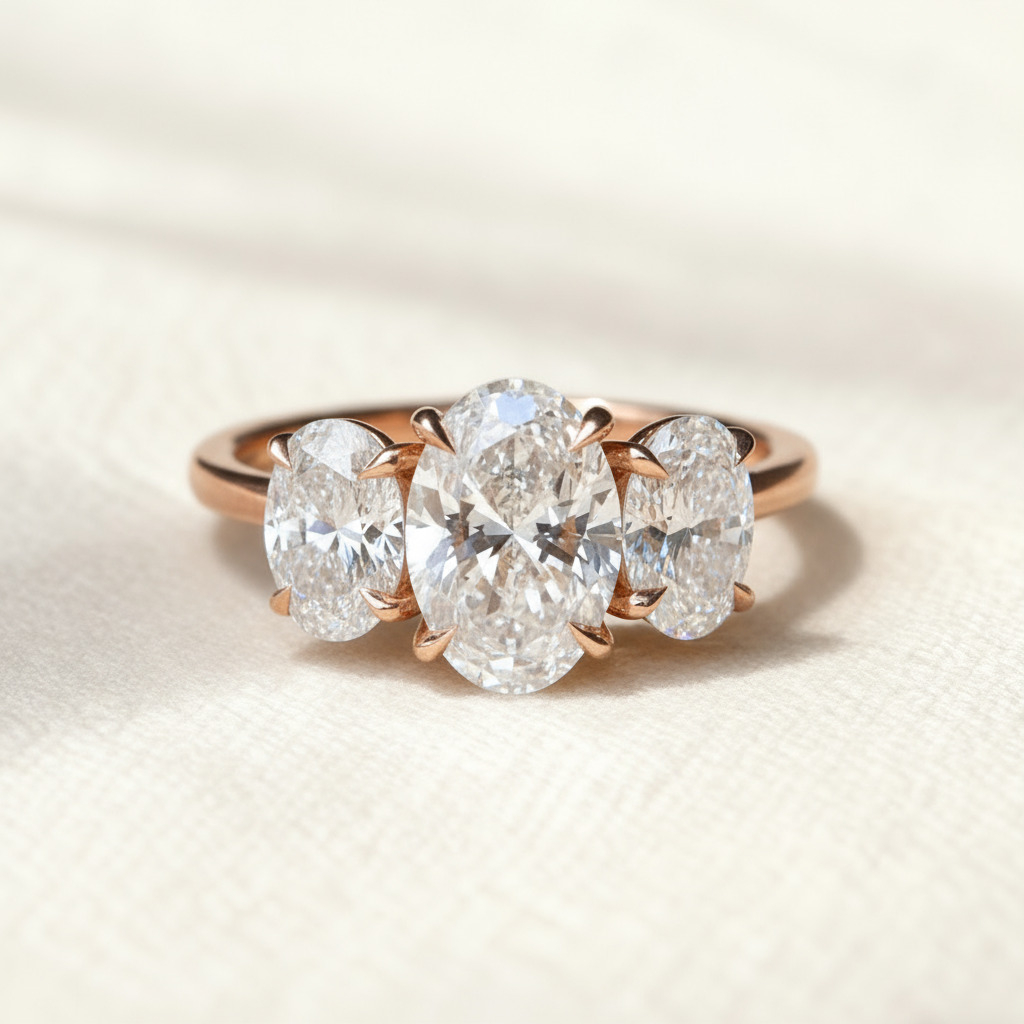 S925 Silver Oval Cut Three Stone Engagement Ring S925 Silver Oval Cut Three Stone Engagement Ring