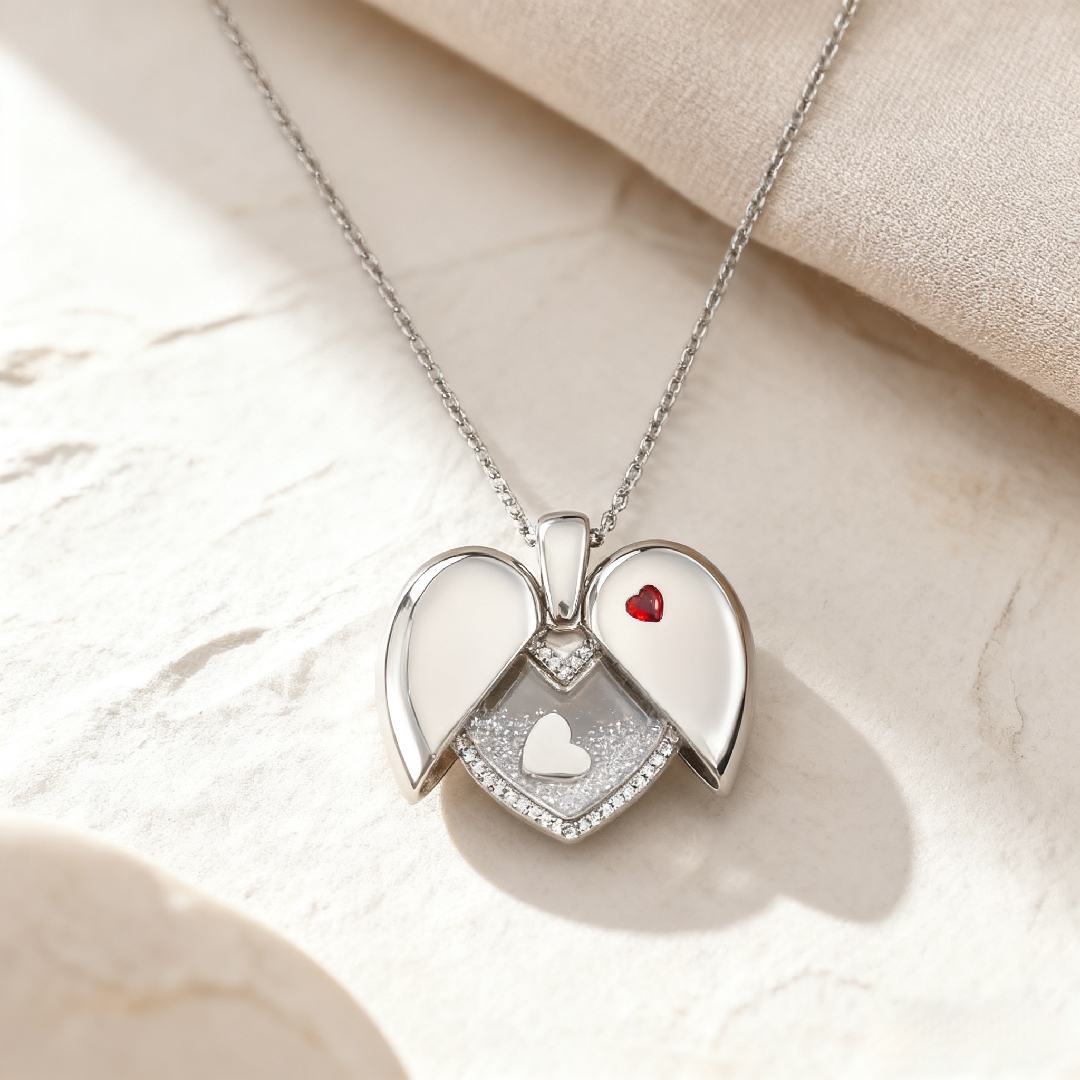 S925 Silver Heart Shape Floating Diamonds Pendent Necklace S925 Silver Heart Shape Floating Diamonds Pendent Necklace