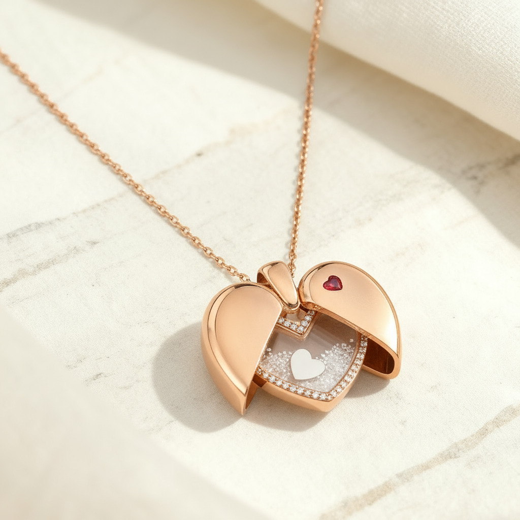 S925 Silver Heart Shape Floating Diamonds Pendent Necklace S925 Silver Heart Shape Floating Diamonds Pendent Necklace