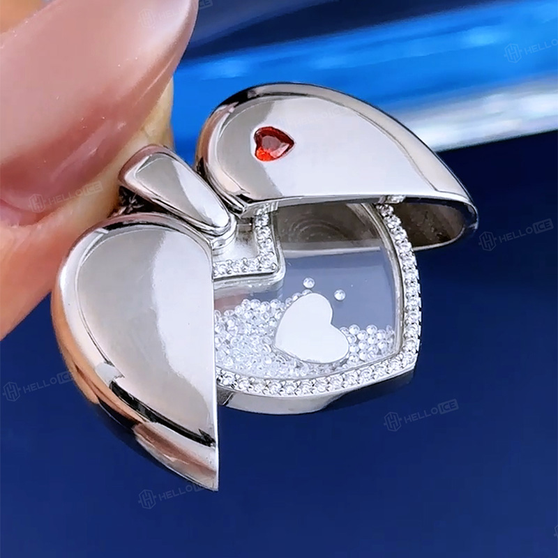 S925 Silver Heart Shape Floating Diamonds Pendent Necklace S925 Silver Heart Shape Floating Diamonds Pendent Necklace
