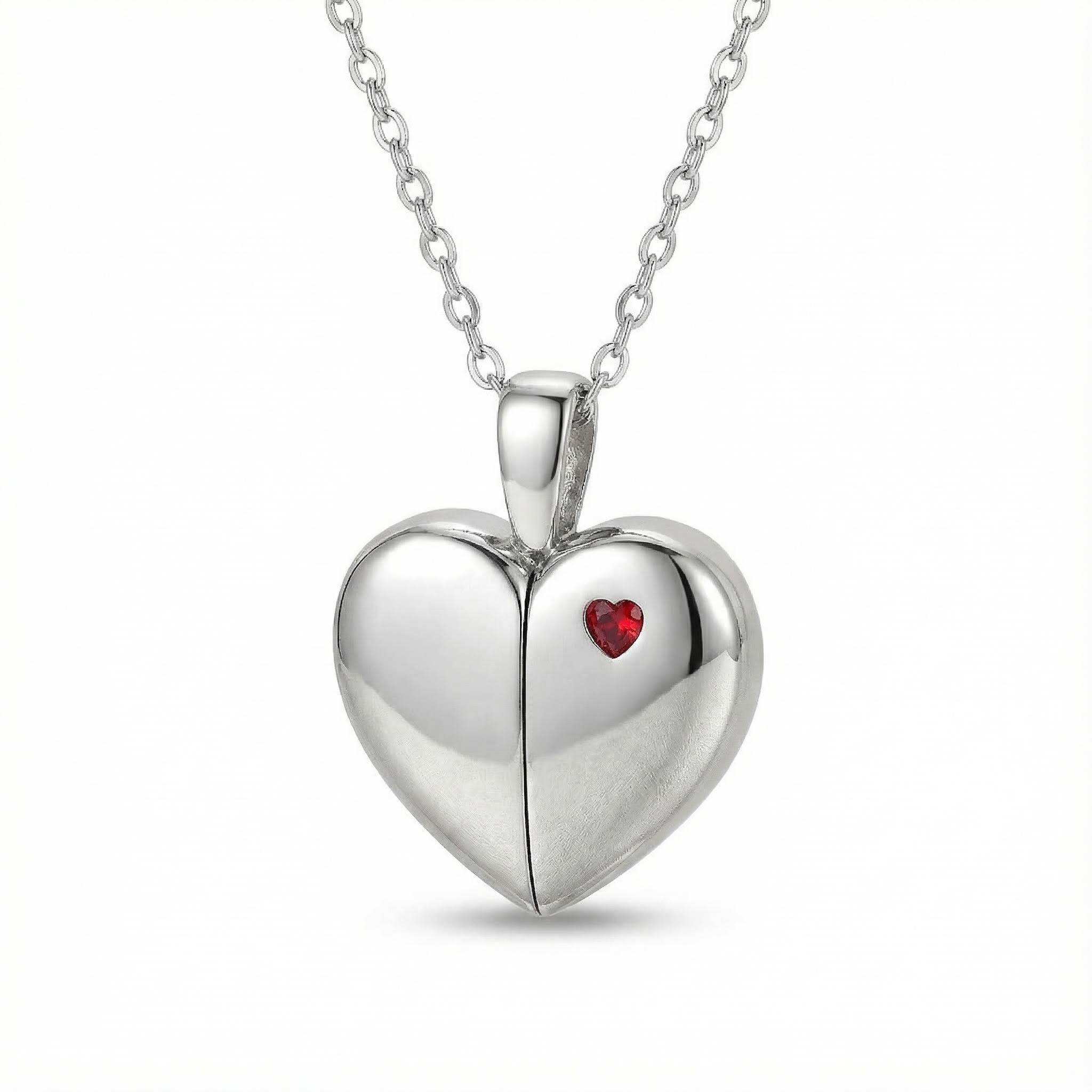 S925 Silver Heart Shape Floating Diamonds Pendant Necklace