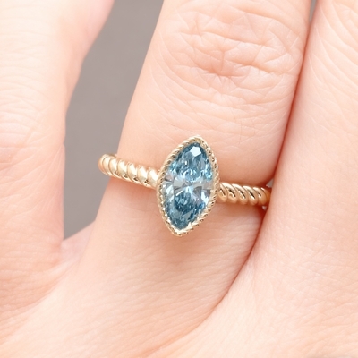 S925 Silver Sapphire Marquise Solitaire Engagement Ring